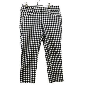 Loft Marisa‎ Riviera Pants Womens 2P Black White Gingham Crop Pants